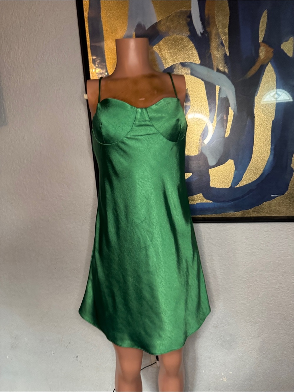 Emerald Green Satin Slip Dress